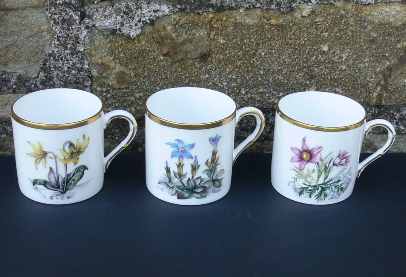 Vintage Royal Worcester Alpine Flowers Coffee Set